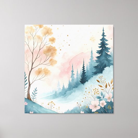 Dreamy Pastel Abstract Watercolor Wall Art  キャンバスプリント (正面)