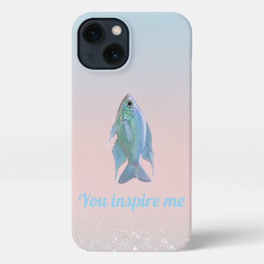Dreamy Pastel Blue Fish Inspirational Quote iPhoneケース (裏面)