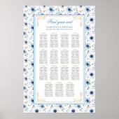 Dreamy Pastel Blue Gold Watercolor Seating Chart ポスター (正面)