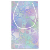 Dreamy Pastel Holographic Heart Pattern Design スモールペーパーバッグ (裏面)