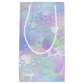 Dreamy Pastel Holographic Heart Pattern Design スモールペーパーバッグ (正面)