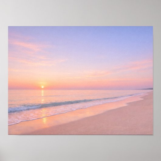 Dreamy Pastel Pink Beach Sunrise Coastal ポスター (正面)