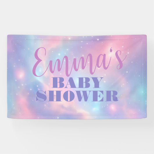 Dreamy Pastel Pink Blue Cosmic Starry Galaxy 横断幕 (横)