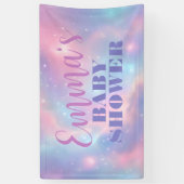Dreamy Pastel Pink Blue Cosmic Starry Galaxy 横断幕 (縦)