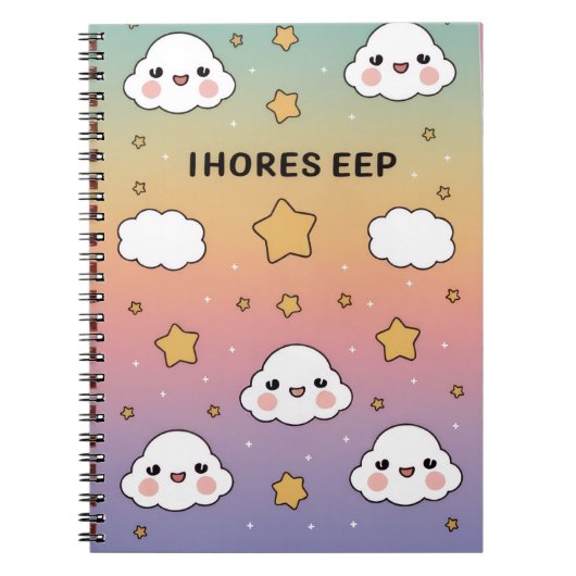 “Dreamy pastel, soft clouds, stars, notebook cover ノートブック (正面)
