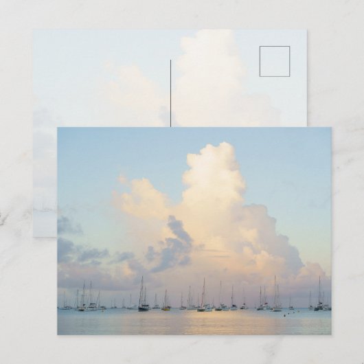 Dreamy pastel sunrise over bay and sailing boats ポストカード (正面/裏面)
