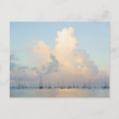 Dreamy pastel sunrise over bay and sailing boats ポストカード (正面)