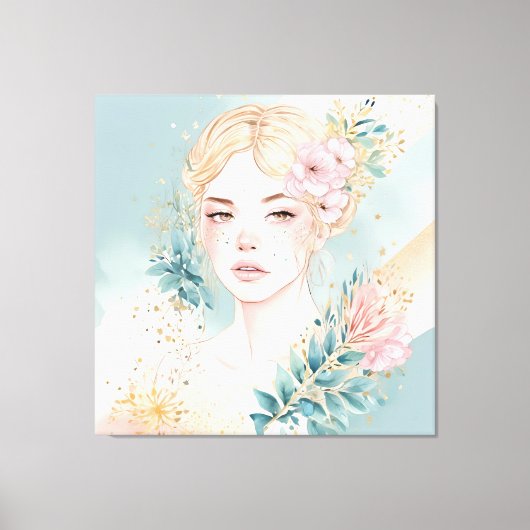 Dreamy Pastel Wall Art Woman キャンバスプリント (正面)