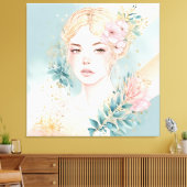Dreamy Pastel Wall Art Woman キャンバスプリント (インサイチュ (リビング))