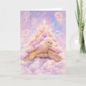 Dreamy Pastel Zefir Birthday turtle in clouds  カード (正面)