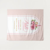 Dreamy petals and prosecco bridal shower backdrop タペストリー (正面(横))