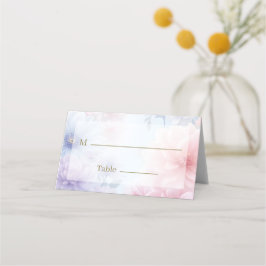 Dreamy Pink Blue Watercolor Fantasy Floral Fine プレイスカード