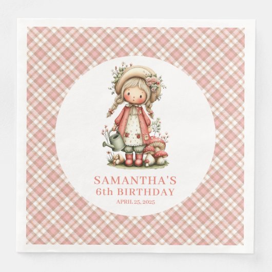 Dreamy Pink Fairy Blush Flowers 1st Birthday   (正面)