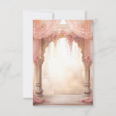 Dreamy Pink Floral Indian Mandap Hindu Wedding 出欠カード (裏面)