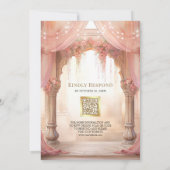 Dreamy Pink Floral Indian Mandap Hindu Wedding 招待状 (裏面)