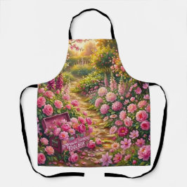 Dreamy Pink Flower Garden Path Painting エプロン