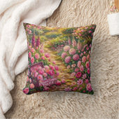 Dreamy Pink Flower Garden Path Painting クッション (ブランケット)