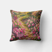 Dreamy Pink Flower Garden Path Painting クッション (裏面)