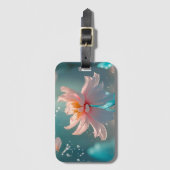 Dreamy Pink Lotus and Butterfly in Aqua Water ラゲッジタグ (正面縦)