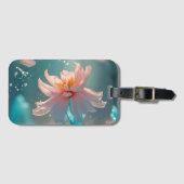 Dreamy Pink Lotus and Butterfly in Aqua Water ラゲッジタグ (正面横)