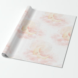 Dreamy Pink Moon Baby Shower Wrapping Paper, Cute  ラッピングペーパー