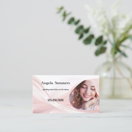 Dreamy Pink Natural Beauty Makeup Artist 名刺 (スタンド正面)