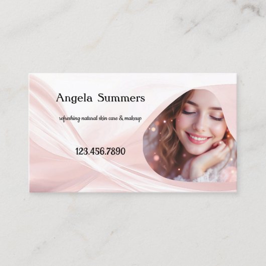 Dreamy Pink Natural Beauty Makeup Artist 名刺 (正面)