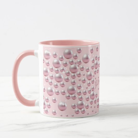 Dreamy Pink Pearl Mug - Soft Aesthetic, coffee cup マグカップ (左)