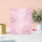 Dreamy Pink Rose Floral Pearls Bows Sparkle Pastel アクリルサイン (ウェディング)