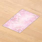 Dreamy Pink Rose Floral Pearls Bows Sparkle Pastel アクリル招待状 (レイダウン)