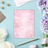 Dreamy Pink Rose Floral Pearls Bows Sparkle Pastel アクリル招待状 (インサイチュ (ウェディング))