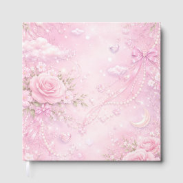 Dreamy Pink Rose Floral Pearls Bows Sparkle Pastel ゲストブック