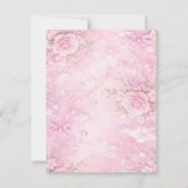 Dreamy Pink Rose Floral Pearls Bows Sparkle Pastel 出欠カード (正面)