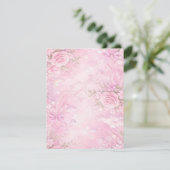 Dreamy Pink Rose Floral Pearls Bows Sparkle Pastel 出欠カード (スタンド正面)