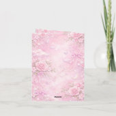 Dreamy Pink Rose Floral Pearls Bows Sparkle Pastel 招待状 (裏面)