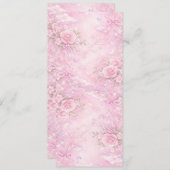 Dreamy Pink Rose Floral Pearls Bows Sparkle Pastel 招待状 (正面/裏面)