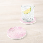 Dreamy Pink Rose Floral Pearls Bows Sparkles コースター (側面)