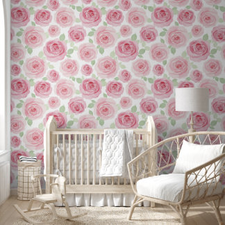 Dreamy Pink Roses Floral Wallpaper 壁紙