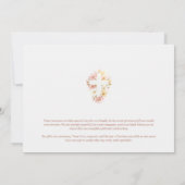 Dreamy Pink Shades Floral Cross-Shape Baptism 招待状 (裏面)