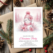 Dreamy Pink Snowman Digital Christmas Invite 招待状