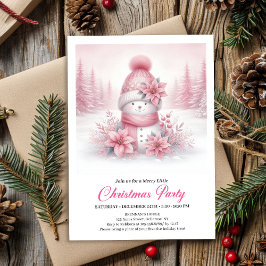 Dreamy Pink Snowman Digital Christmas Invite 招待状