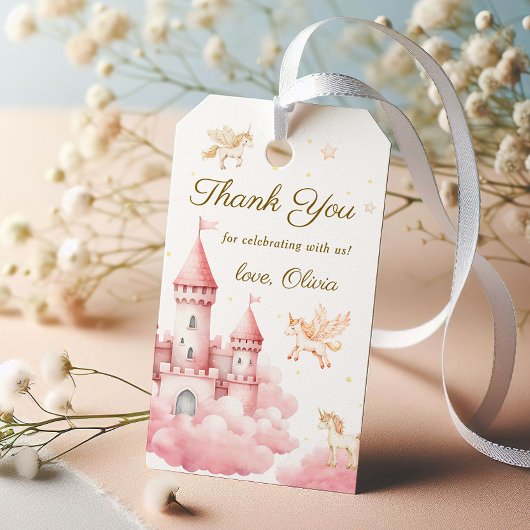 Dreamy Pink Unicorn Birthday Princess Party ギフトタグ