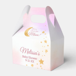 Dreamy Pink We're Over the Moon Girl ベビーシャワー フェイバーボックス