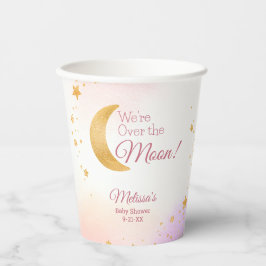 Dreamy Pink We're Over the Moon Girl ベビーシャワー 紙コップ