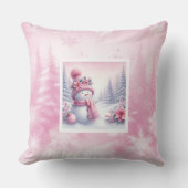 Dreamy Pinkmas Snowy Forest Christmas Pillow Gift クッション (正面)