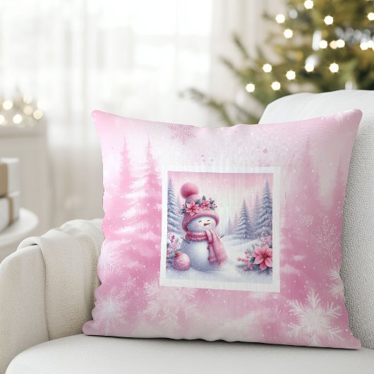 Dreamy Pinkmas Snowy Forest Christmas Pillow Gift クッション