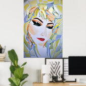 Dreamy Psychedelic Utopian Girl ポスター (ホームオフィス)