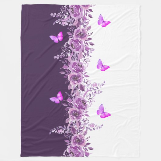 Dreamy Purple Petal Butterfly Snuggle Blanket フリースブランケット (正面)