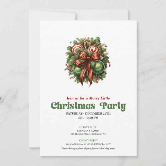 Dreamy retro Christmas decoration party invitation 招待状 (正面)