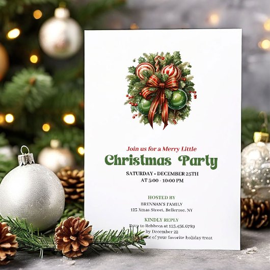 Dreamy retro Christmas decoration party invitation 招待状